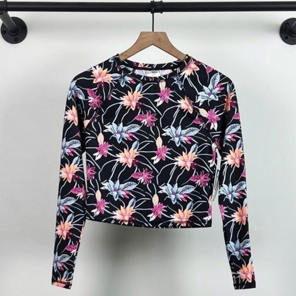 ROXY Active Cropped Long Sleeve Rashguard Size SMALL NWOT - Picture 7 of 9